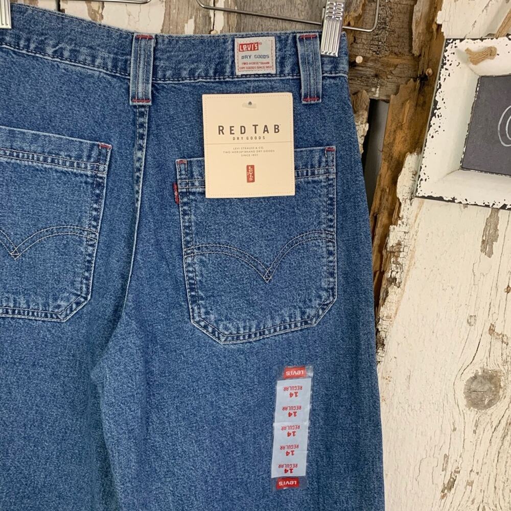 Vintage Levi’s deadstock red tab dry goods straight leg medium wash denim SZ 14 - Picture 6 of 7